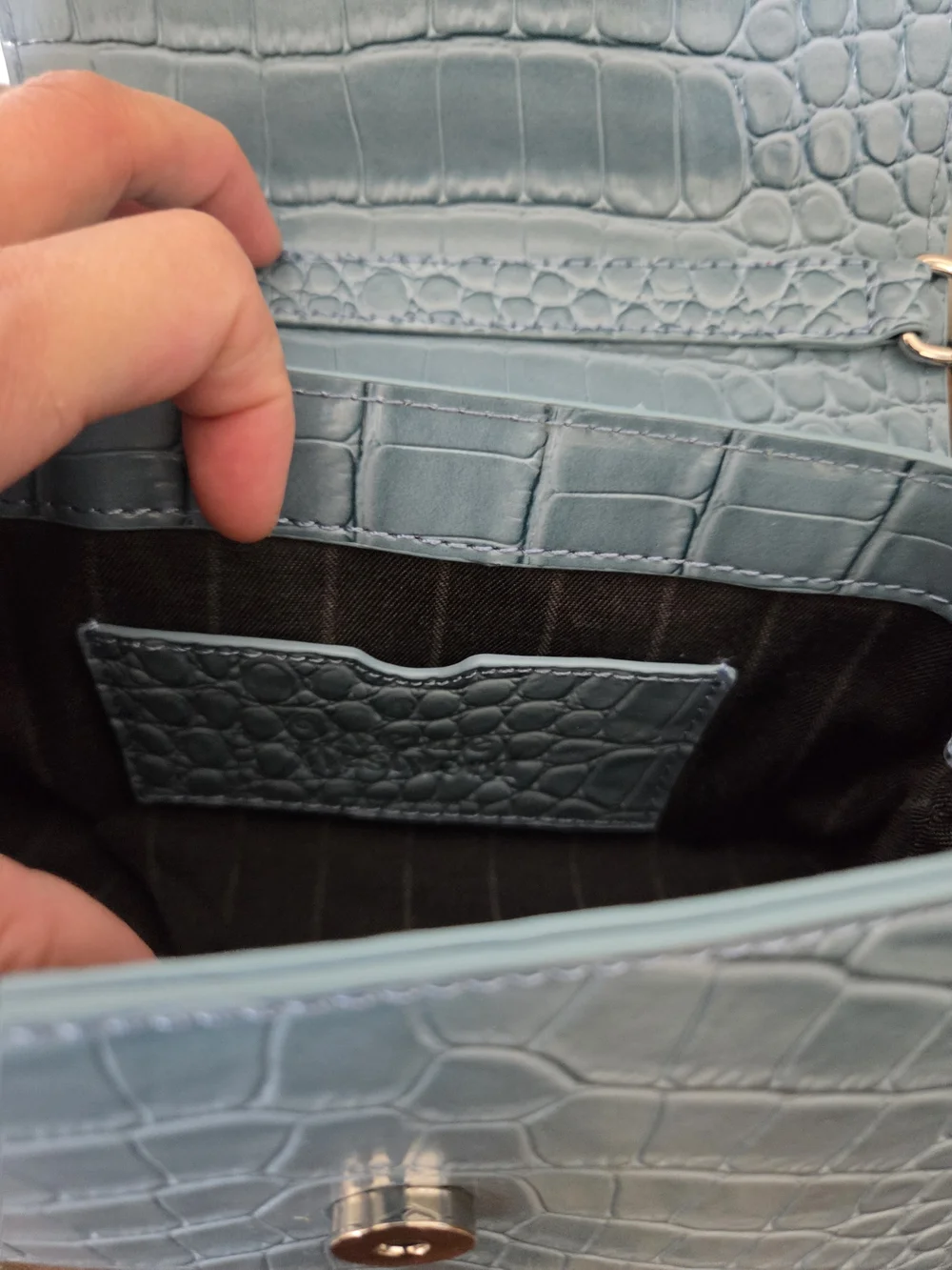 Vivienne Westwood Blue Croc-Embossed Chain Crossbody Bag